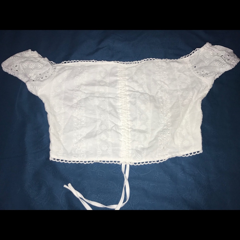 Drawstring front White crop top